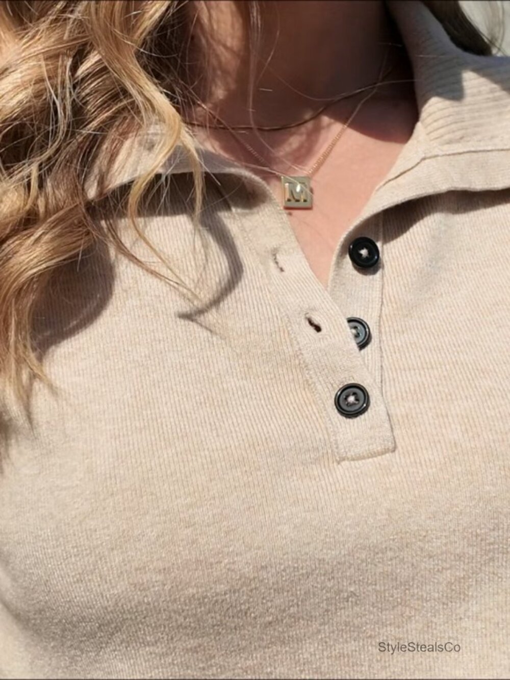 Polo Sweater Top Short Sleeve V-Neck Collared Ribbed Hem Women's - Picture 6 of 6